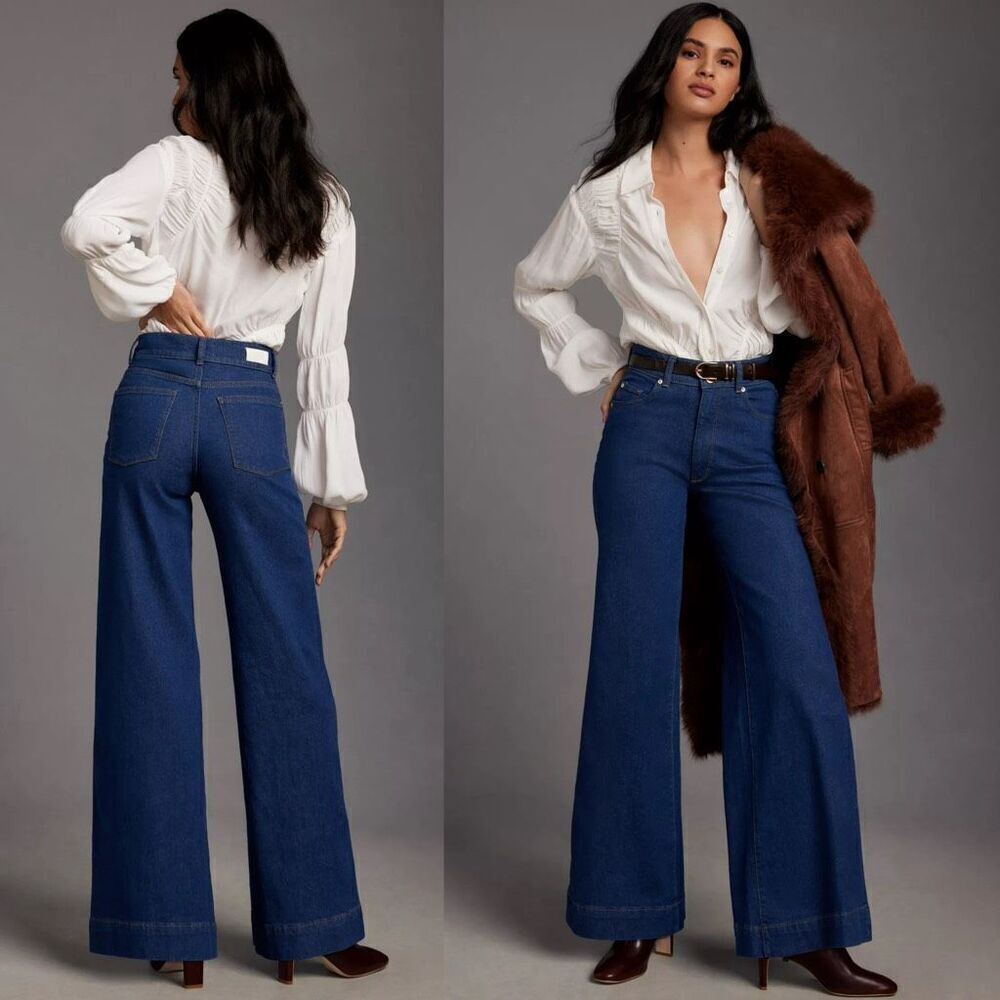 NWT DL1961 Hepburn Extra Wide Leg High Rise Vintage Jeans 33‎ X 31